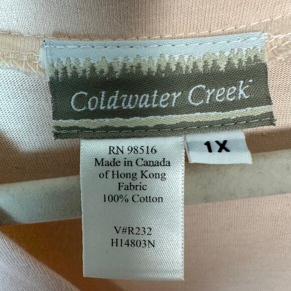 Vintage Coldwater Creek fit & flare dress peach V-neck button-down plus size ￼ - Picture 4 of 10